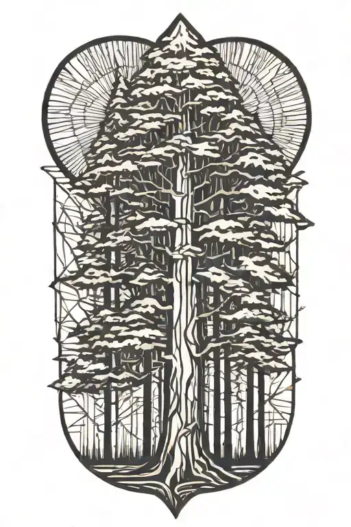One  Redwood tree tattoo design idea