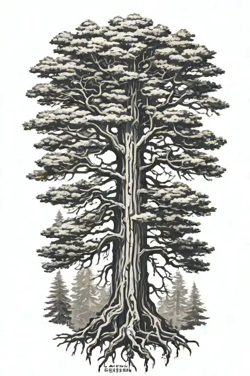 Redwood tree tattoo design idea
