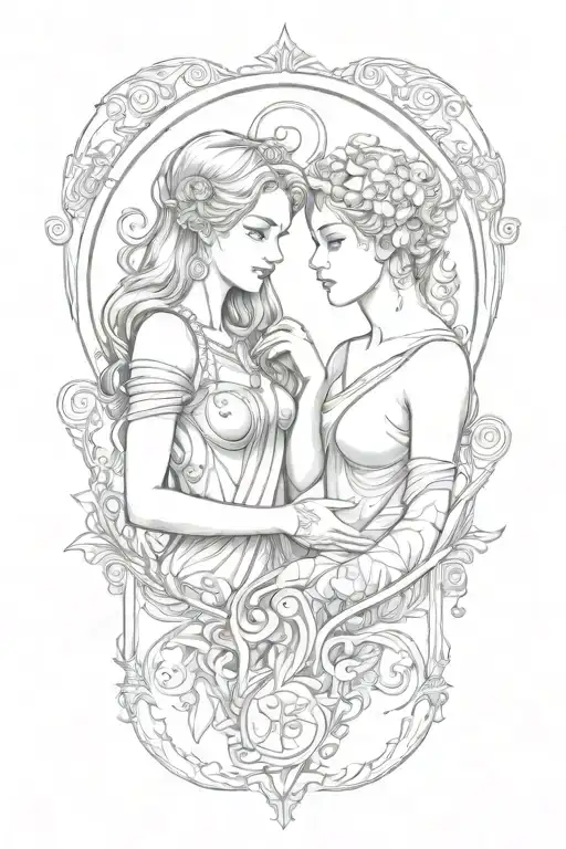 libra pisces couple tattoo design idea