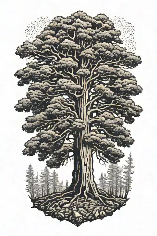 One  Redwood tree tattoo design idea