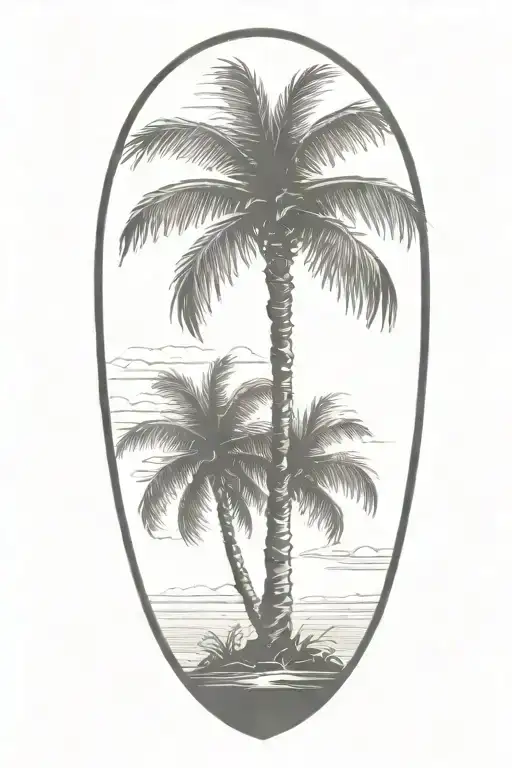 lone palm tree tattoo design idea