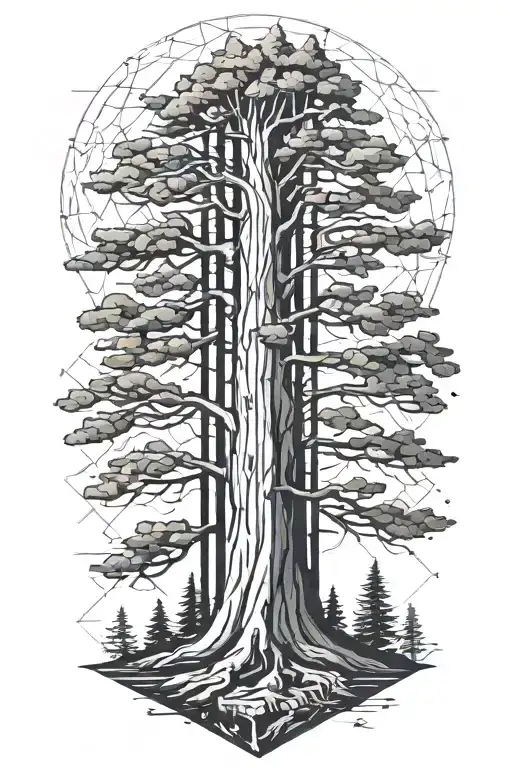 One  Redwood tree tattoo design idea