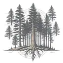 lone Redwood tree tattoo design idea