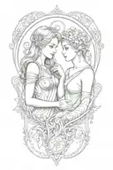 libra pisces couple tattoo design idea