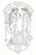 libra pisces couple tattoo design idea