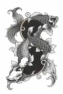 2 koi fish yin yang tattoo design idea