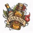 dad bottle of whiskey love heart around it tattoo design idea