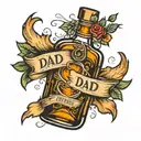 dad bottle of whiskey love heart around it tattoo design idea