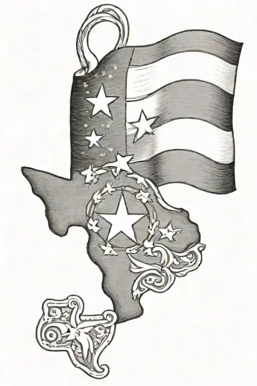 Texas flag waving tattoo design idea
