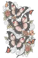 Butterflies, hearts, vine tattoo design idea