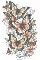 Butterflies, hearts, vine tattoo design idea
