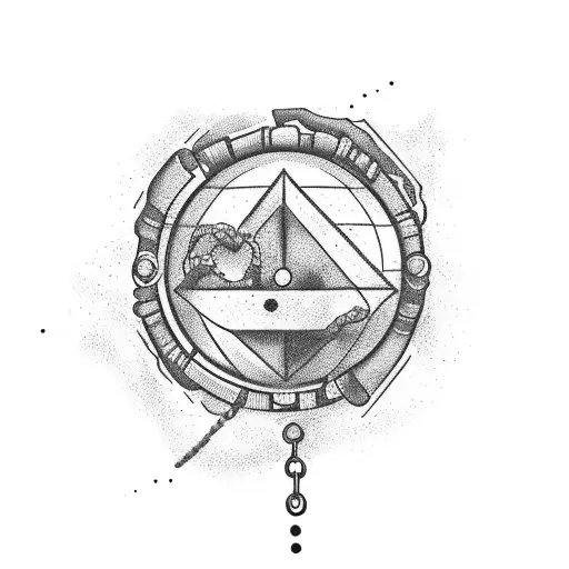 hand with chained planet tattoo design idea