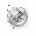 hand with chained planet tattoo design idea