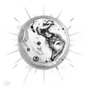 hand with chained planet tattoo design idea