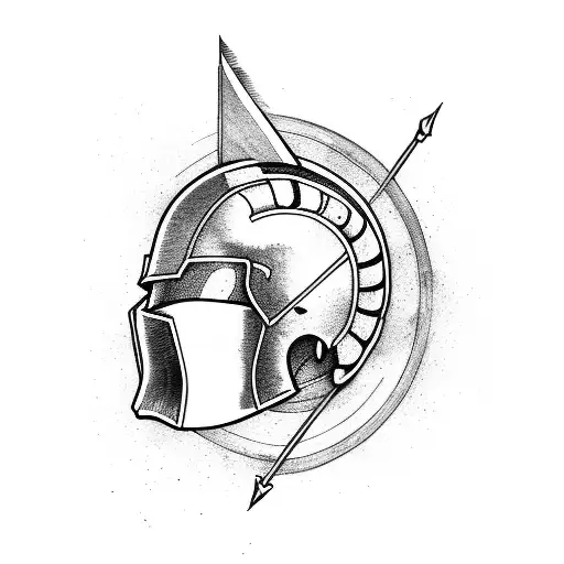 spartan with arrow tattoo design idea