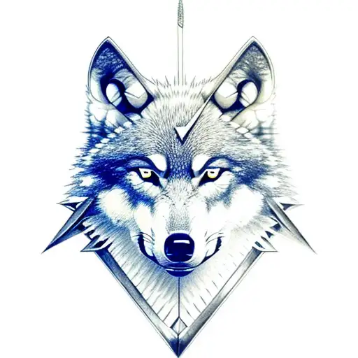 Wolf, vikings symbol and sword  tattoo design idea