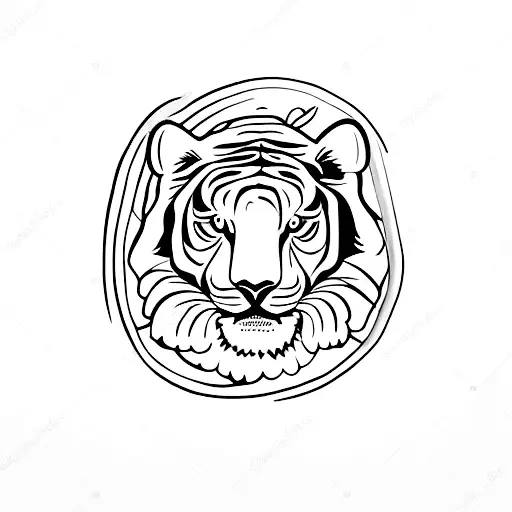 white tiger, blossom magnolias in bamboo forest tattoo design idea