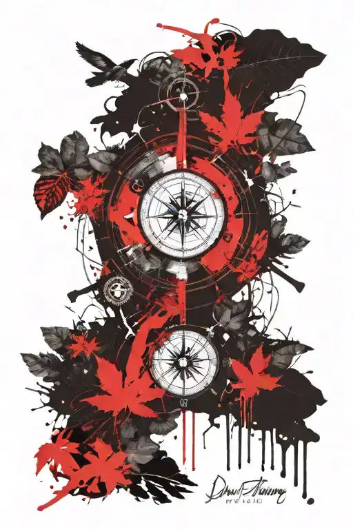 Discipline represented by a compass guiding a traveler through a forest  tattoo design idea