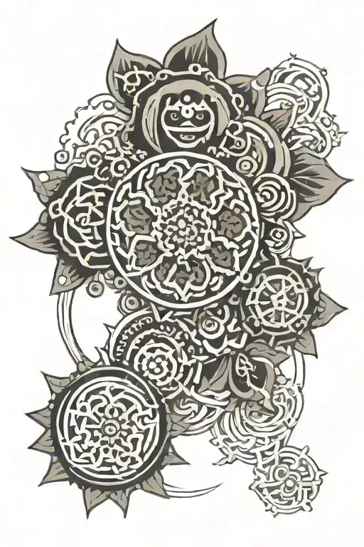 Gear-shaped mandala symbolizing inner peace  tattoo design idea