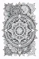 Gear-shaped mandala symbolizing inner peace  tattoo design idea