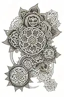 Gear-shaped mandala symbolizing inner peace  tattoo design idea