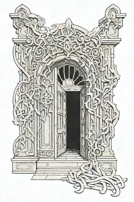 doors of durin lord of the rings broken sword tattoo design idea