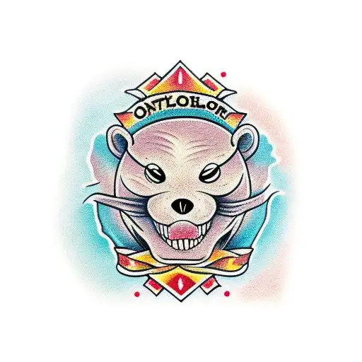 skeleton otter tattoo design idea