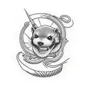 skeleton otter tattoo design idea