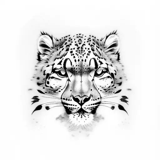 snow leopard books flowers tattoo design idea