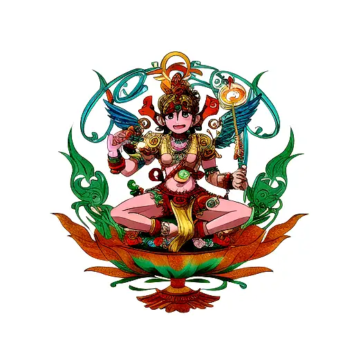 Hindu God Vishnu anime charecter tattoo design idea