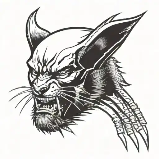 Wolverine head with claws tattoo design idea