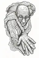 outline of grandma holding hands tattoo design idea