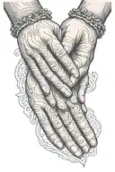 outline of grandma holding hands tattoo design idea
