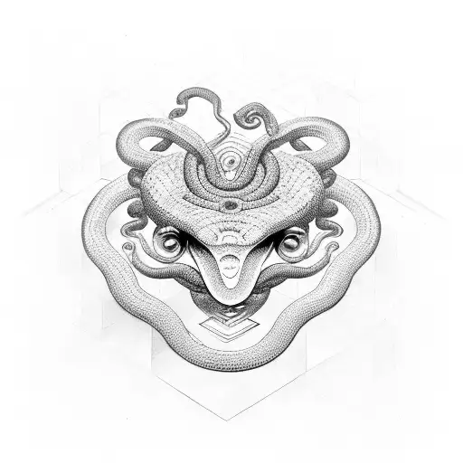 lotus medusa snake moutain tattoo design idea