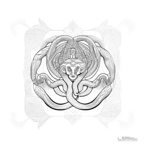 lotus medusa snake moutain tattoo design idea