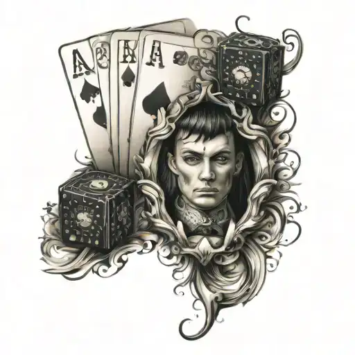 gambling themed sleeve tattoo design idea