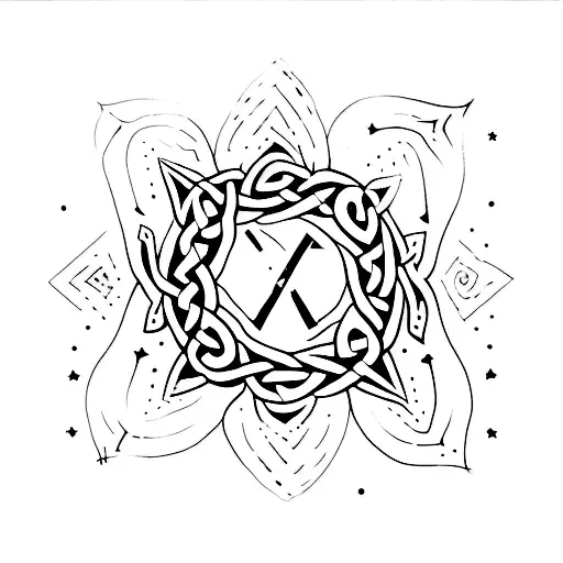 A minimalist tattoo of Celtic runes forming a constellation tattoo design idea