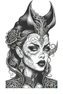 gothic vampire sexy woman face tattoo design idea