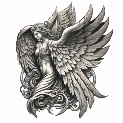 wing 3D angel tattoo design idea