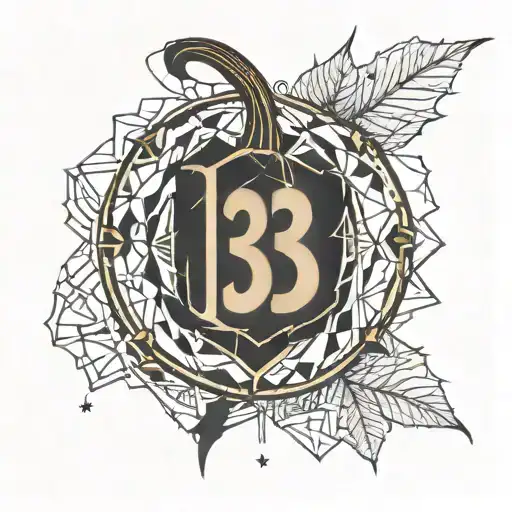 spooky jack-o'-lantern with a fall vibe and the numbers 13 and 31  tattoo design idea