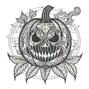 spooky jack-o'-lantern with a fall vibe and the numbers 13 and 31  tattoo design idea