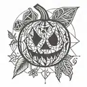 spooky jack-o'-lantern with a fall vibe and the numbers 13 and 31  tattoo design idea