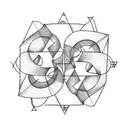 Triangle, circle and square tattoo. Which expans to a sleeve tattoo, geometric design tattoo design idea