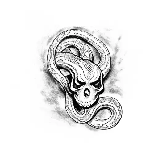 Traditional Skull And Dagger with Snake – Tattooed Now !