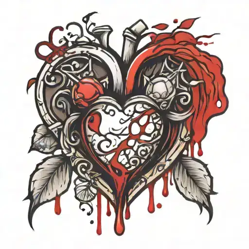bloody heart tattoo design idea