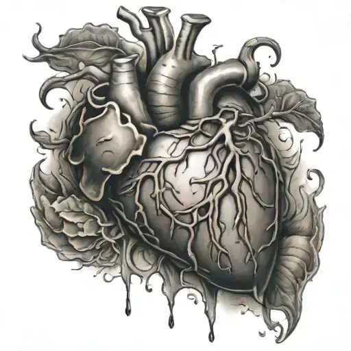 bloody heart tattoo design idea