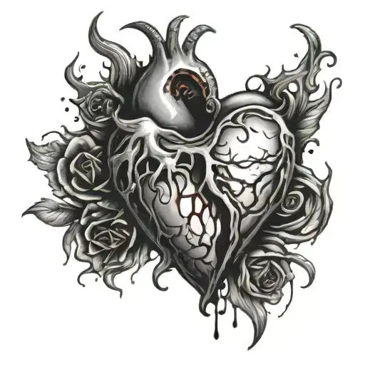 bloody heart tattoo design idea