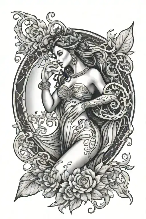 Virgo goddess sexy fit tattoo design idea