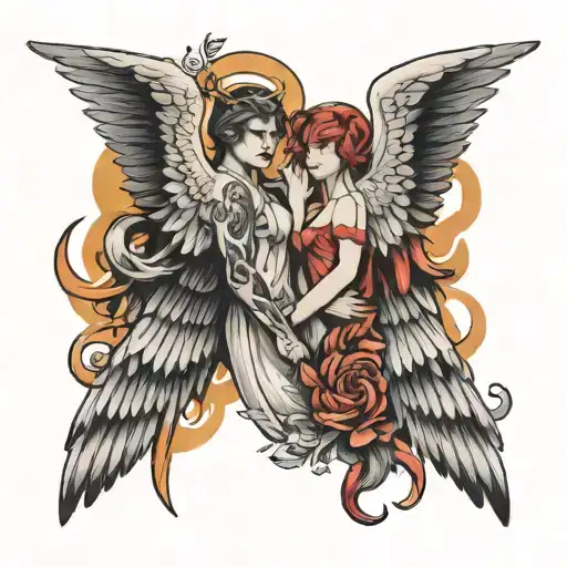 Angel and devil wings tattoo design idea