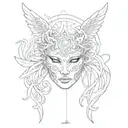  a mask without anyone wearing （harmony theme). Add a angel's halo on the top. tattoo design idea